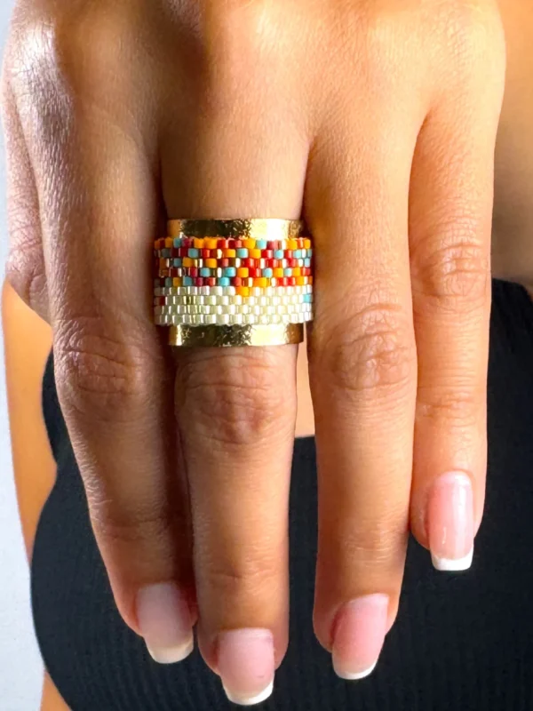Adjustable-Tribal-ring-crafted-in-18k-gold-plated-bronze-handwoven-with-Miyuki