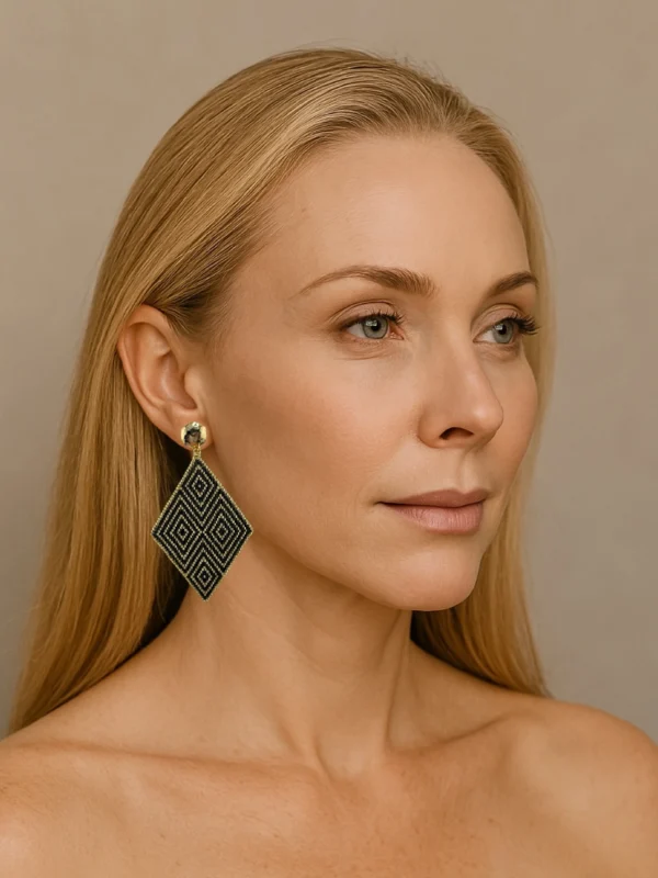 Golden-Noir-earrings-handcrafted-with-Miyuki-glass-beads-woven-piece-1