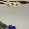Sacred-Lotus-earrings-crafted-in-18k-gold-plated-bronze-with-a-young-emerald-in-the-center