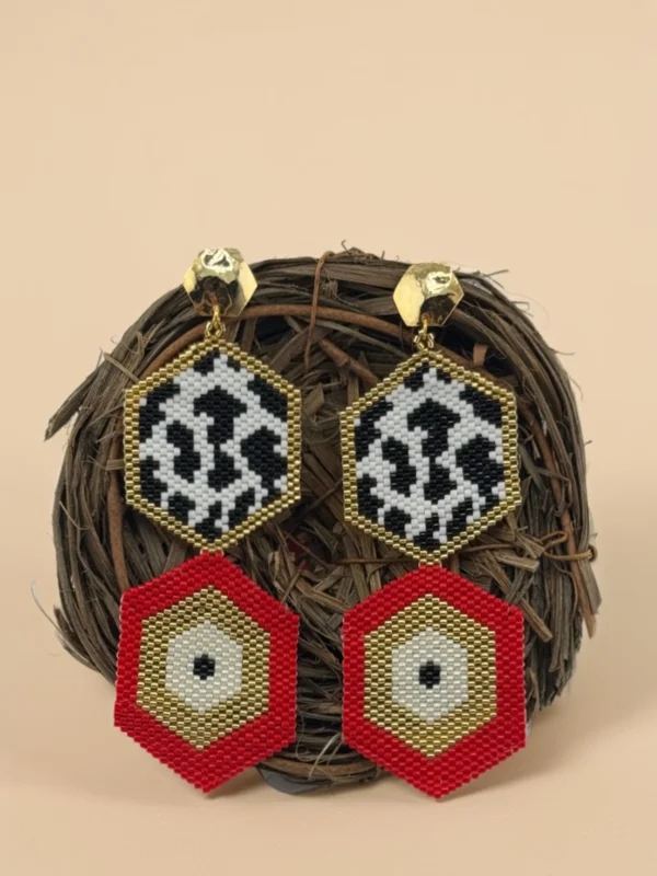 Safari-earrings-handcrafted-with-Miyuki-glass-beads-woven-piece-by-piece-in-a-hexagonal-design