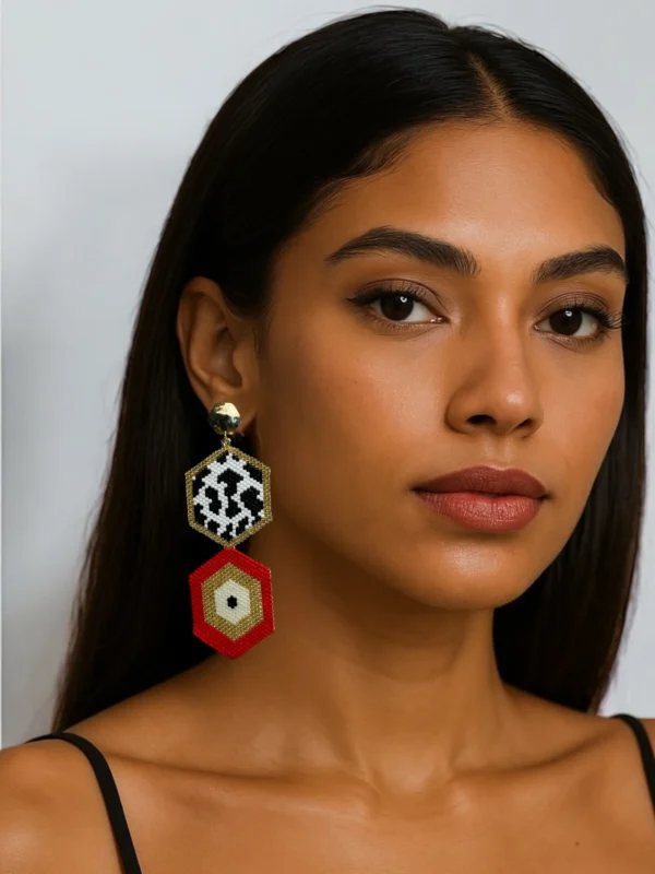 Safari-earrings-handcrafted-with-Miyuki-glass-beads-woven-piece-by-piece-in-a-hexagonal-design