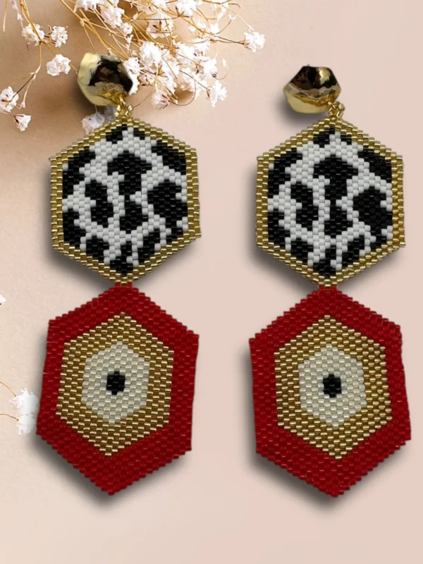 Safari-earrings-handcrafted-with-Miyuki-glass-beads-woven-piece-by-piece-in-a-hexagonal-design
